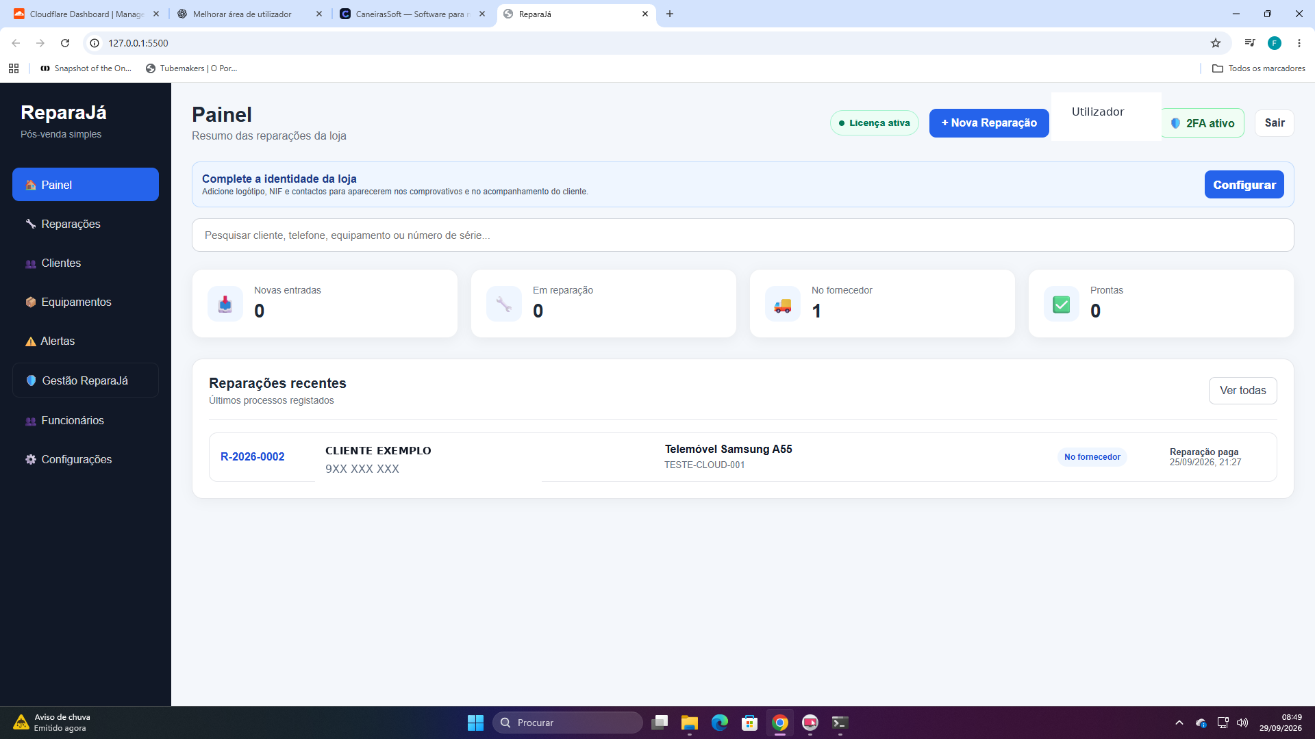 Painel real do ReparaJá